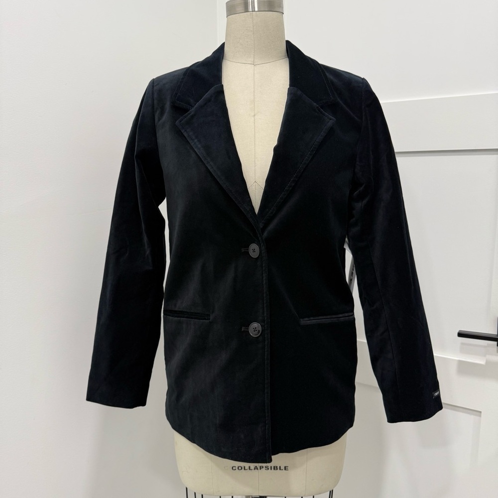 Obey Womens Upside Black Classy Versatile Velvet Blazer Coat Size XS